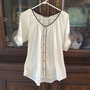 Light cream and black Express button down top size M.